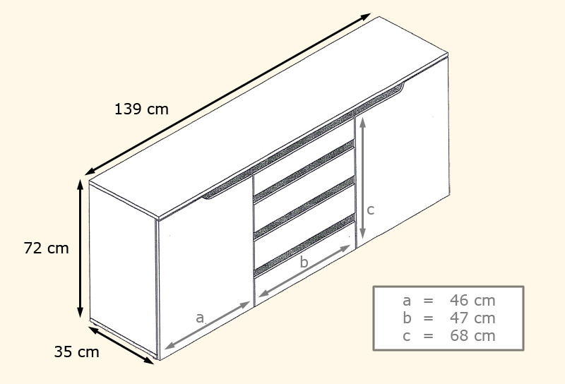 mesure du buffet moderne blanc laqué pas cher